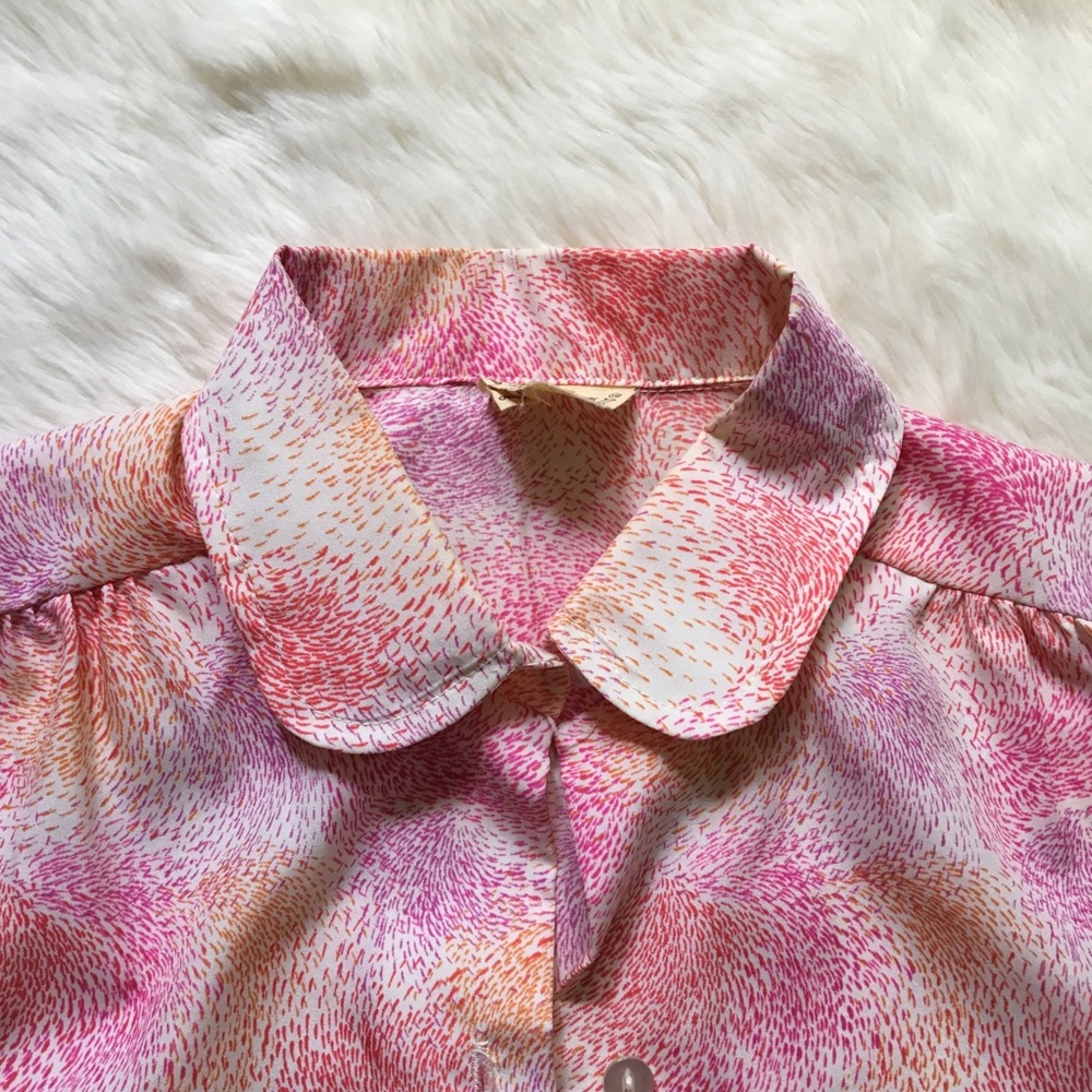 1960 Round Collar Button Down Firework Blouse - image 3